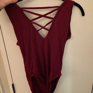 Red Crisscross Bodysuit